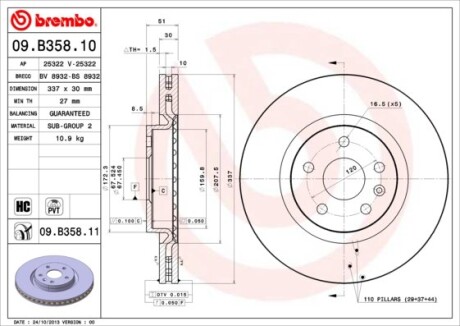 Диск гальмівний BREMBO 09B35811