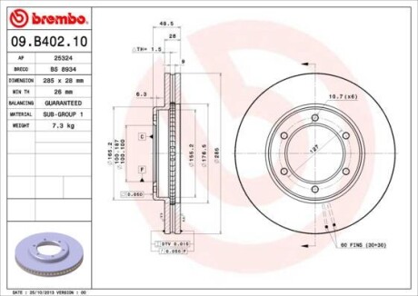 Гальмівний диск BREMBO 09B40210