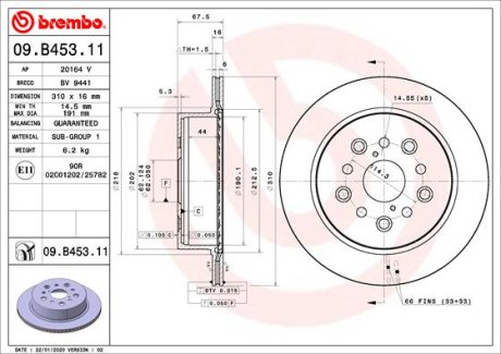 Гальмівний диск BREMBO 09.B453.11