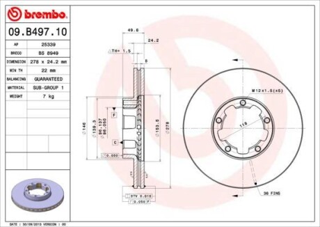 Гальмівний диск BREMBO 09.B497.10