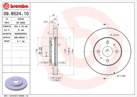 Диск гальмівний BREMBO 09B52410