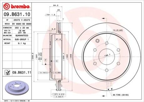 Гальмівний диск BREMBO 09B63111