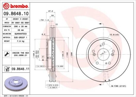 Диск гальмівний BREMBO 09B64810