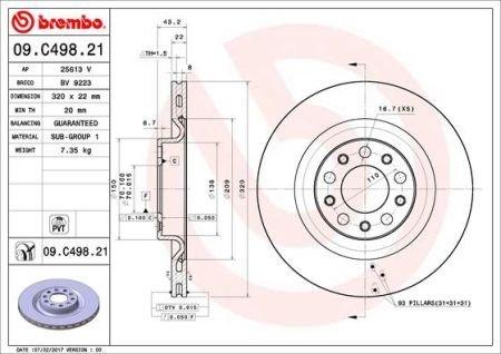 Гальмівний диск BREMBO 09.C393.13