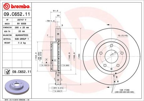 Диск гальмівний PRZOD BREMBO 09C65211