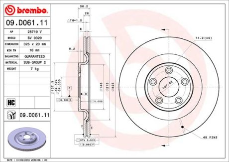 Гальмівний диск BREMBO 09.D061.11