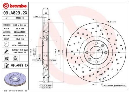 Диск гальмівний BREMBO 09D09613 (фото 1)