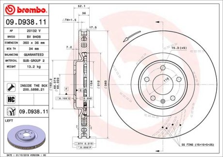 Гальмівний диск BREMBO 09.D938.11