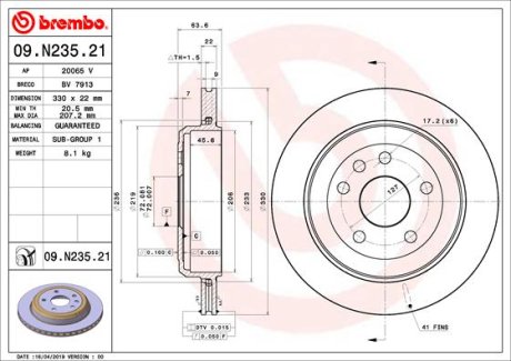 Диск гальмівний задній BREMBO 09N23521