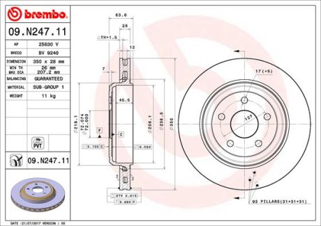 Диск гальмівний BREMBO 09N24711