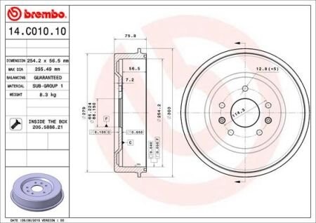 Гальмівний барабан BREMBO 14C01010