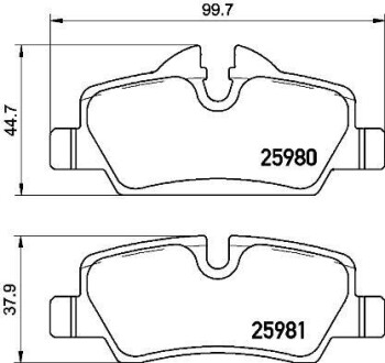 Комплект гальмівних колодок задній BREMBO P06090