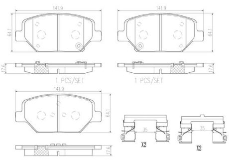 Комплект гальмівних колодок BREMBO P07007