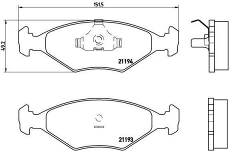 Гальмівні колодки, дискове гальмо (набір) BREMBO P23040 (фото 1)