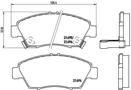 Гальмівні колодки, дискове гальмо (набір) BREMBO P28023 (фото 1)