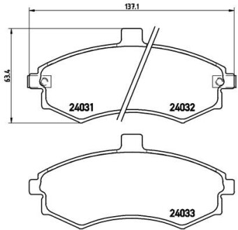 Гальмівні колодки, дискове гальмо (набір) BREMBO P30020