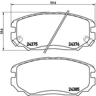 Гальмівні колодки, дискове гальмо (набір) BREMBO P30038