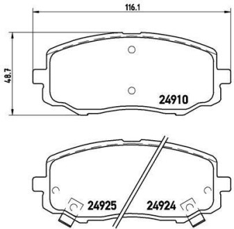 Гальмівні колодки, дискове гальмо (набір) BREMBO P30045