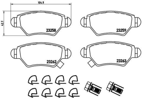 Гальмівні колодки, дискове гальмо (набір) BREMBO P59031