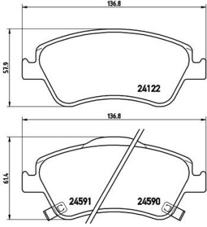 Колодка торм. диск. TOYOTA AURIS передн. BREMBO P 83 079