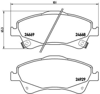 Колодка торм. диск. TOYOTA AURIS, AVENSIS передн. BREMBO P 83 109