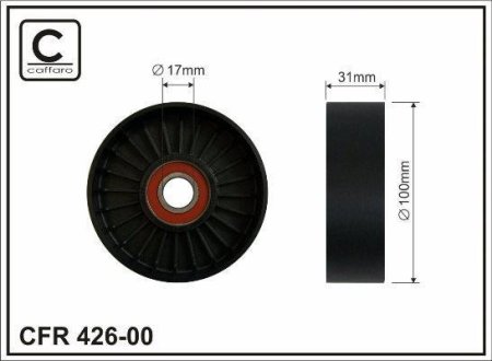 Ролик натяжний 100X17X31 plastik CAFFARO 42600