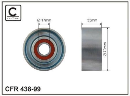 Ролик натяжний 70x17x33 metal CAFFARO 43899