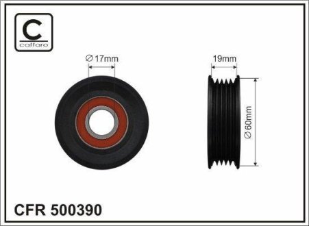 Ролик натяжний 60x17x19 plastik TOYOTA CAFFARO 500390