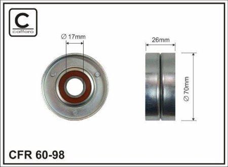 Ролік метал. 70X25X17 паса поліклинового Opel Astra 1,4-1,6 98- CAFFARO 6098