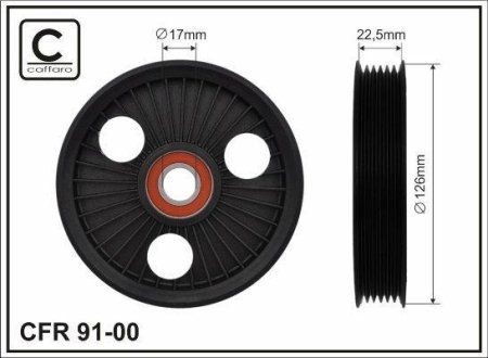 Сам ролик(127x17x22) Citroen C4 Peugeot 307 2.0 16v (EW10J4) 02- CAFFARO 9100