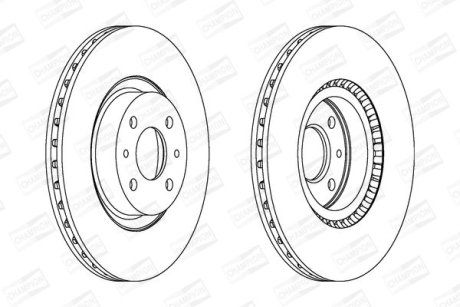 Гальмівний диск передній Fiat Bravo, Doblo, Fiorino, Idea, Linea, Stilo / Abarth / Alfa Romeo / Lanc CHAMPION 561387CH