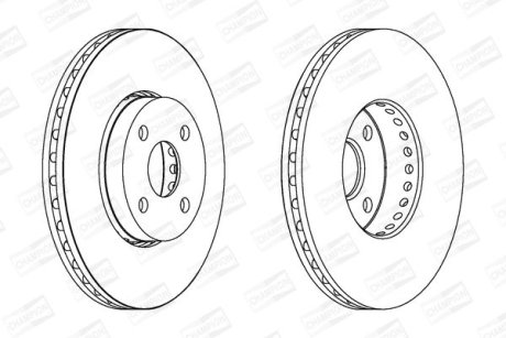 Гальмівний диск передній Toyota Corolla, Matrix CHAMPION 562436CH