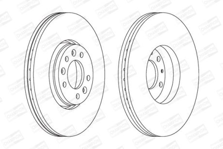 Диск тормозной передний (кратно 2) Citroen Jumpy (07-16), C5/Fiat Scudo (07-16)/Peugeot Expert (07-) CHAMPION 562622CH