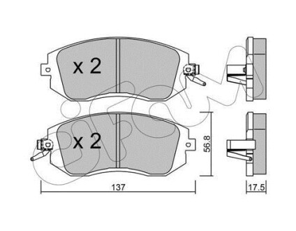 Гальмівні колодки пер. Subaru Impreza 02-/Forester 02- (akebono) CIFAM 822-500-1 (фото 1)