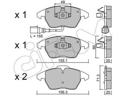 Гальмівні колодки пер. A1/A3/Altea/Beetle/Caddy/Up (04-21) CIFAM 8225480