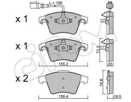 Тормозные колодки пер. VW T5 (с датч.) CIFAM 8225520