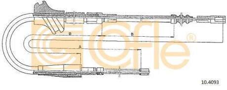 Трос ручного гальма Audi 100 92- (барабанні) COFLE 104093
