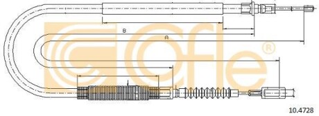 Трос ручного гальма задн. L/P Citroen Jumper II 02-/Fiat Ducato 2.3JTD 02- COFLE 104728 (фото 1)