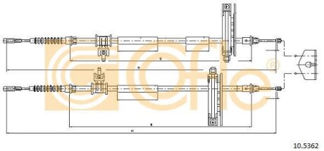 Трос ручного гальма зад. Ford Focus/C-max 3/03-04 (дискові гальма) 1770/1590x2 COFLE 105362