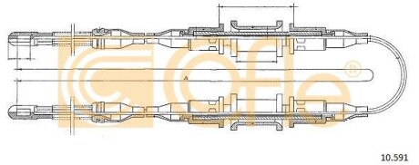 Трос ручного гальма Opel Kadett E 1.6-1.8 COFLE 10591 (фото 1)