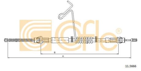 Трос ручнiка правий Ford Tansit Connect 04/00- 1310/1018mm COFLE 115666