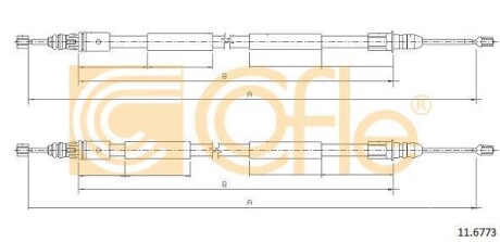 Комплект тросов ручника Espace3 (диск, база 2702mm) 1700/1643mm COFLE 116773