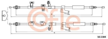 Трос ручника (задній) Ford C-Max II/Focus III 10- (1940/1870mm) COFLE 92105384 (фото 1)