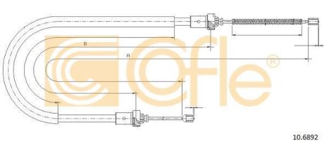 Трос ручного гальма (задній) Dacia Logan 1.4-1.6 16V 07- (1993mm) COFLE 92106892 (фото 1)
