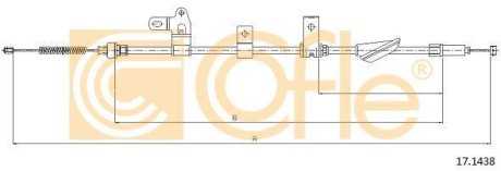 Трос ручника (задній) (L) Toyota Corolla 1.6/1.8 16V/2.0/2.2 D4d 01-09 (1927mm) COFLE 92171438