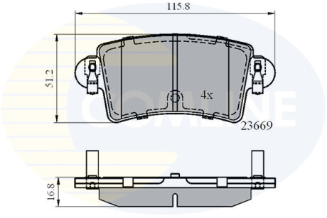 Гальмівні колодки, дискове гальмо (набір) COMLINE CBP01036