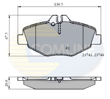 Гальмівні колодки, дискове гальмо (набір) COMLINE CBP01209