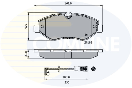 Гальмівні колодки, дискове гальмо (набір) COMLINE CBP21555