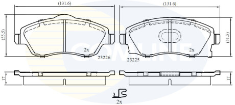 Гальмівні колодки, дискове гальмо (набір) COMLINE CBP31112