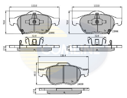 Гальмівні колодки, дискове гальмо (набір) COMLINE CBP31249